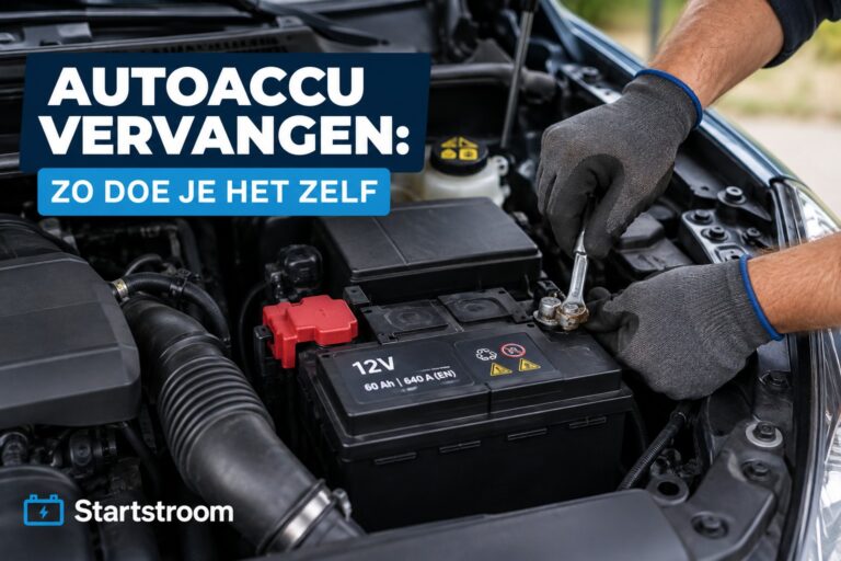 Autoaccu vervangen onder de motorkap van een auto