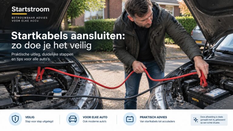 Startkabels aansluiten tussen twee auto's met een lege en een goede accu